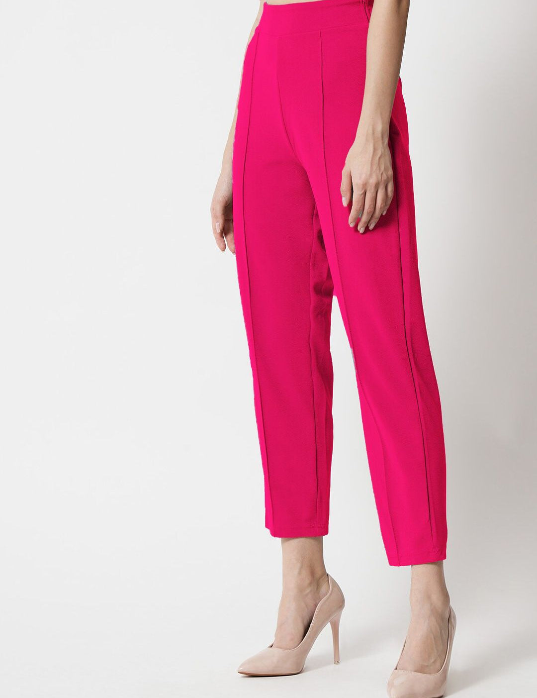 Kotty Women Relaxed Straight Fit High-Rise Easy Wash Trousers