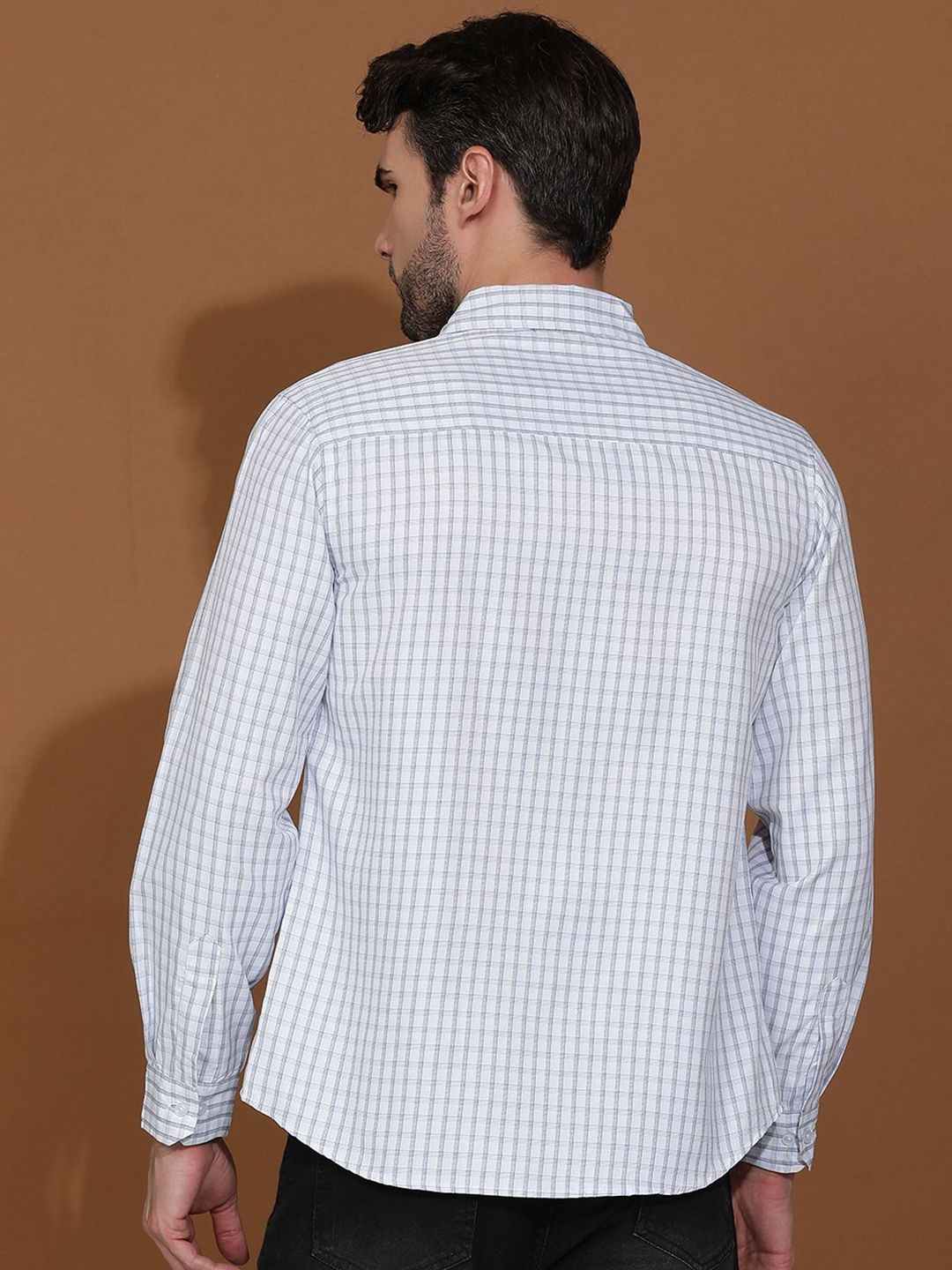 Kotty New Grid Tattersall Checks Spread Collar Casual Shirt