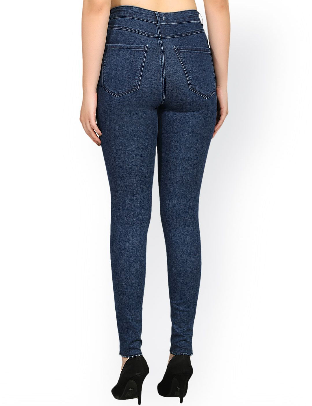 Kotty Women Blue Skinny Fit High-Rise Slash Knee Stretchable Jeans