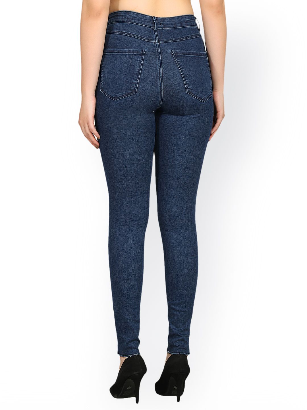 Kotty Women Blue Skinny Fit High-Rise Slash Knee Stretchable Jeans