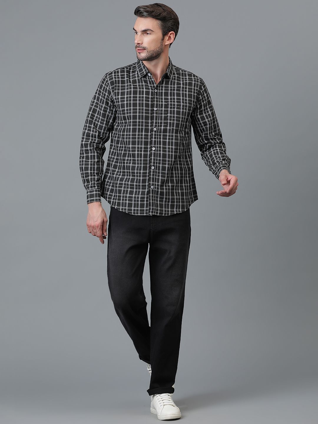 Kotty New Checked Spread Collar Casual Shirt