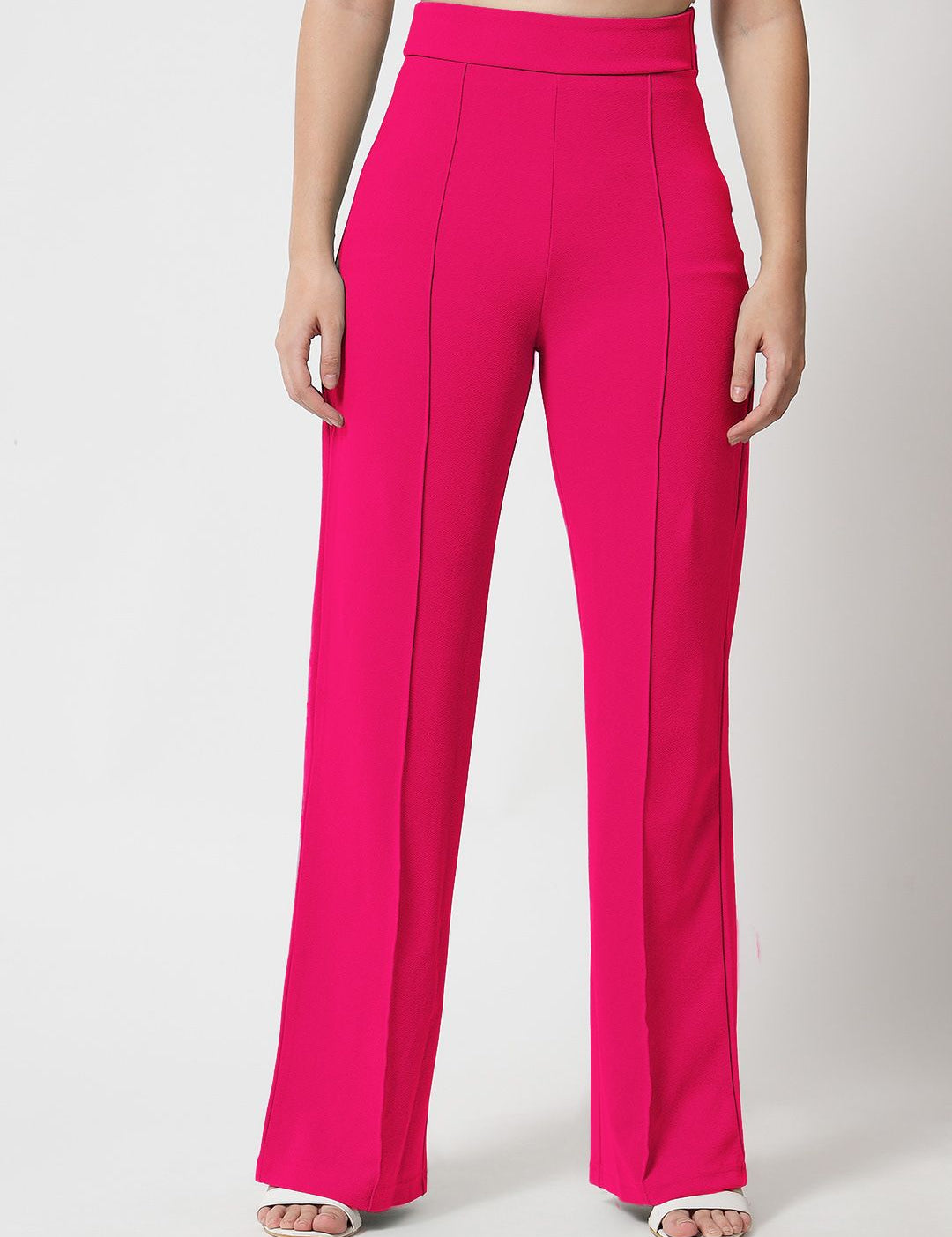 Kotty Women Relaxed Straight Fit High-Rise Easy Wash Parallel Trousers