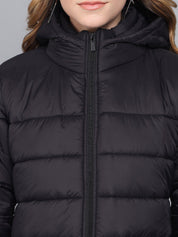 Kotty Women Black Longline Outdoor Puffer Jacket