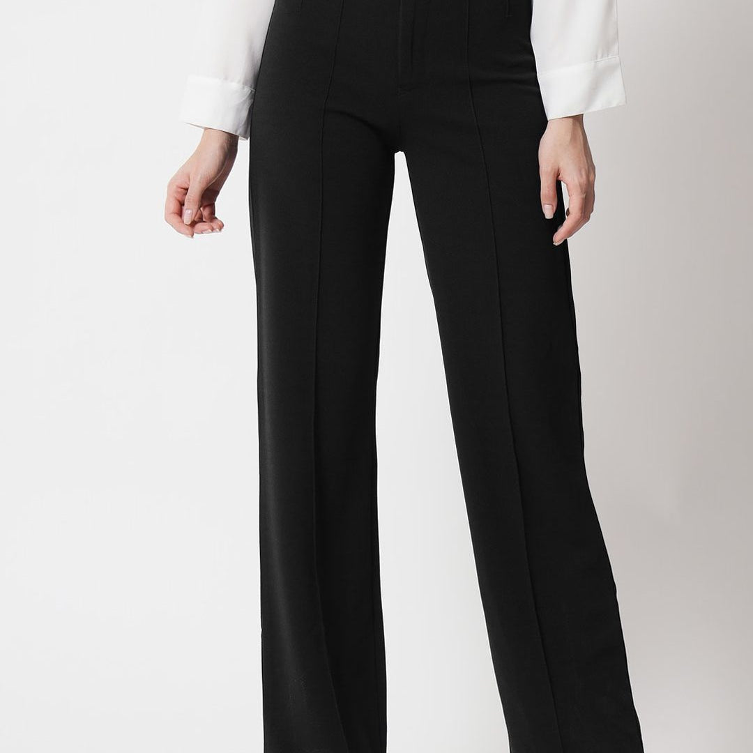 KOTTY BIZwear Basics Women Relaxed Straight Leg Straight Fit High-Rise Parallel Trousers