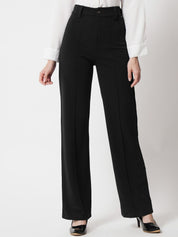 KOTTY BIZwear Basics Women Relaxed Straight Leg Straight Fit High-Rise Parallel Trousers