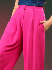 Stylecast X KOTTY BIZwear Women Relaxed Straight Leg Straight Fit High-Rise Parallel Trousers