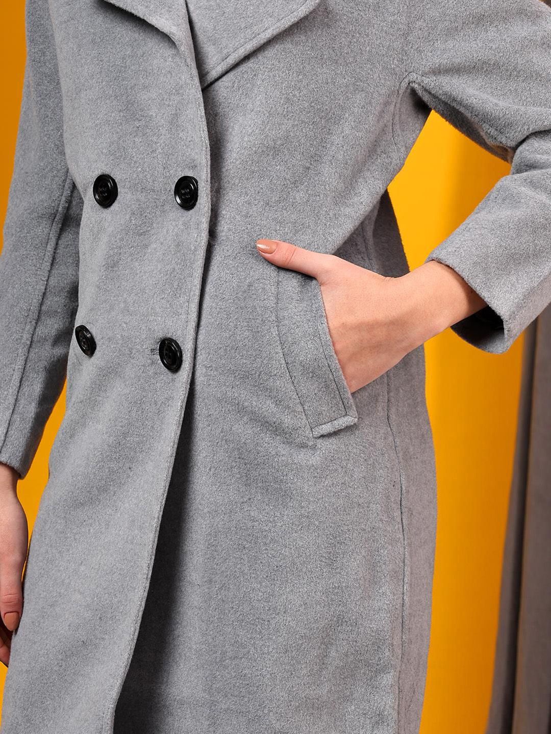 Kotty Women Solid Notched Lapel Single-Breasted Overcoat