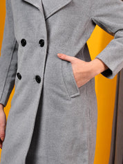 Kotty Women Solid Notched Lapel Single-Breasted Overcoat