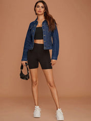 Kotty Women Washed Crop Denim Jacket