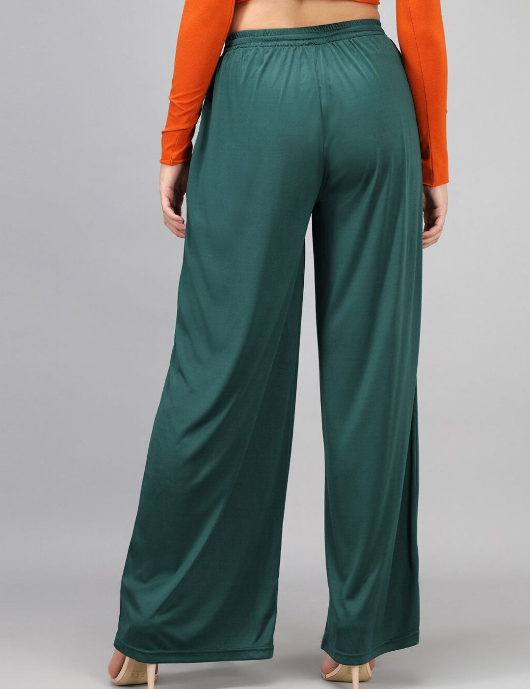 Kotty Women Green Loose Fit High-Rise Parallel Trousers