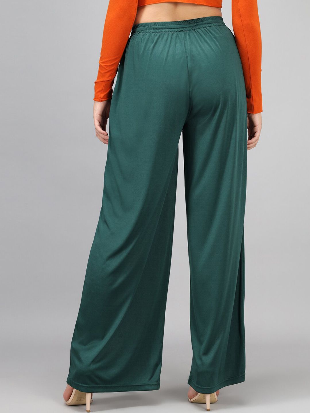 Kotty Women Green Loose Fit High-Rise Parallel Trousers
