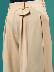 Kotty Women Relaxed Straight Fit Pleated High-Rise Trousers