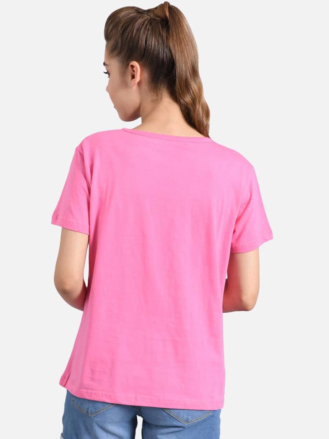 Kotty Women Pink Printed Round Neck T-shirt