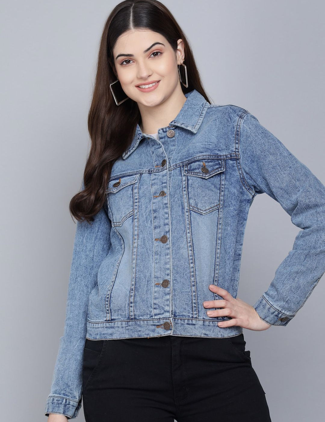 Kotty Women Blue Washed Lightweight Denim Jacket