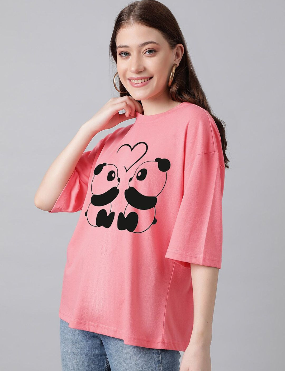 Kotty Graphic Printed Round Neck Drop-Shoulder Sleeves Oversized Fit Cotton T-Shirt