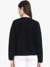 Kotty Women Black Self Design Lightweight Tailored Jacket