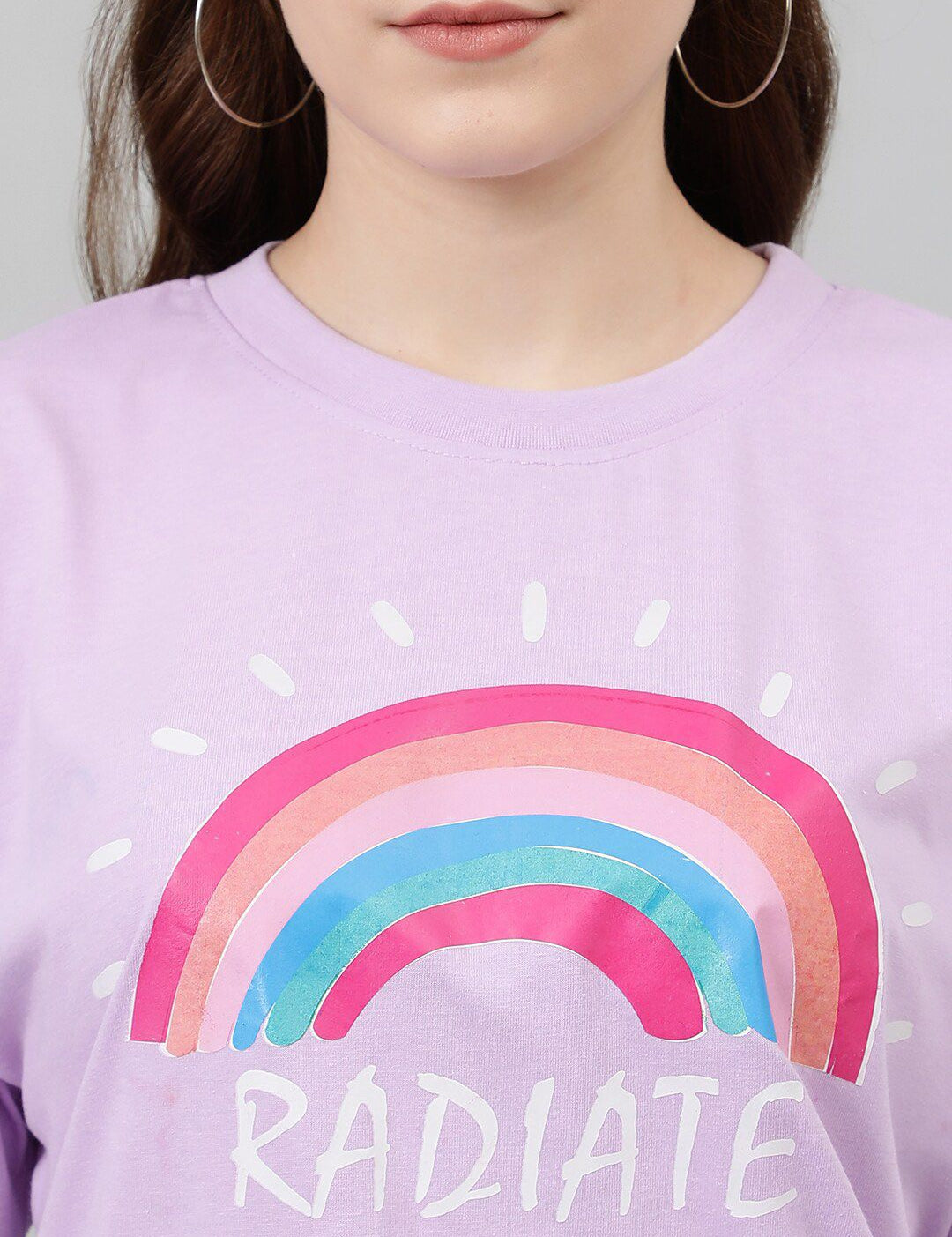 Kotty Oversized Typography Printed Drop-Shoulder Sleeves Casual T-shirt