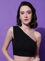 KOTTY Basics One Shoulder Fitted Crop Top