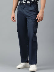 Kotty Men Relaxed Low-Rise Easy Wash Cargos Trousers