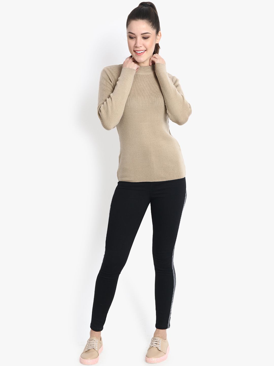 Kotty Women Black Skinny Fit High-Rise Clean Look Stretchable Jeans