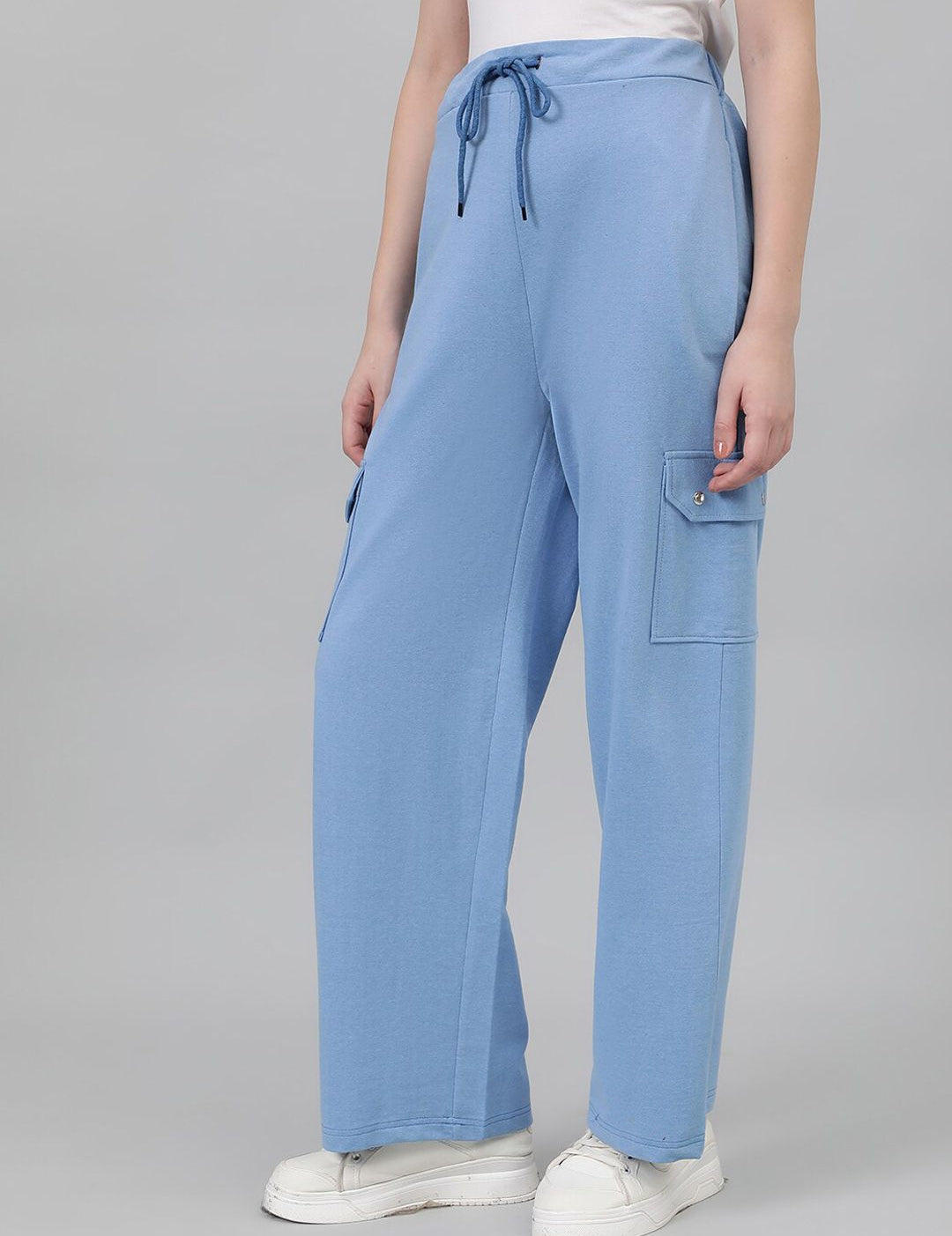 Kotty Women Blue Mid-Rise Straight-Fit Track Pants