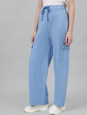 Kotty Women Blue Mid-Rise Straight-Fit Track Pants