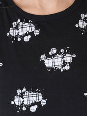Kotty Women Black Printed Round Neck T-shirt