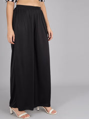 Kotty Women Black Flared High-Rise Pleated Parallel Trousers