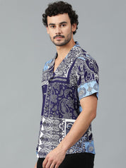 Kotty Men Cuban Collar Ethnic Motifs Printed Casual Shirt