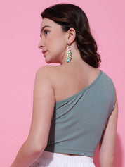 KOTTY Basics One Shoulder Fitted Crop Top