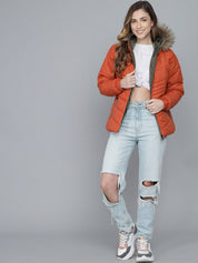Kotty Women Orange Lightweight Puffer Jacket
