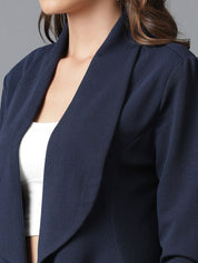 KOTTY BIZwear Navy Blue Shawl Neck Coat With Trousers