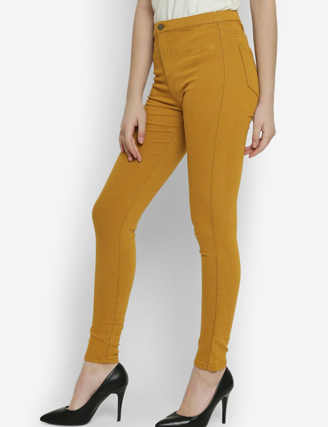 Kotty Women Mustard Skinny Fit High-Rise Clean Look Jeans