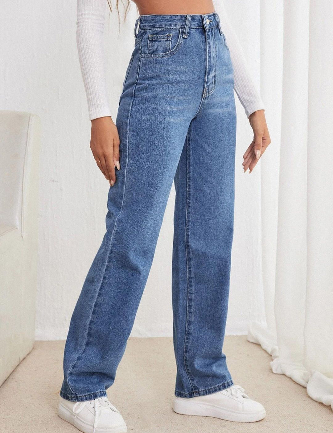 Kotty Women Jean Straight Fit Light Fade High-Rise Stretchable Jeans