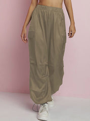 Kotty Women Straight Fit High-Rise Easy Wash Parachute Trousers