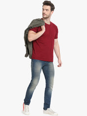 Kotty Men Olive Green Solid Denim Jacket