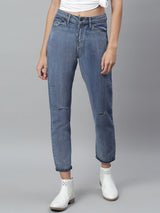 Kotty Women Blue Regular Fit Mid-Rise Low Distress Stretchable Jeans