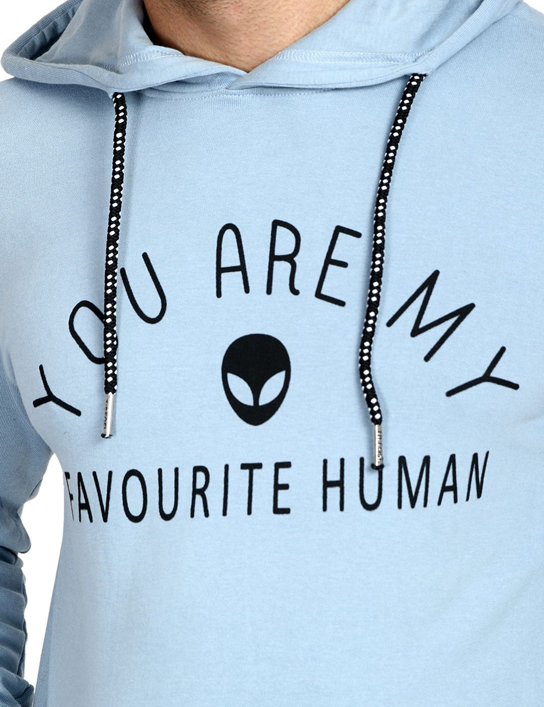 Kotty Men Blue Printed Hooded Sweatshirt