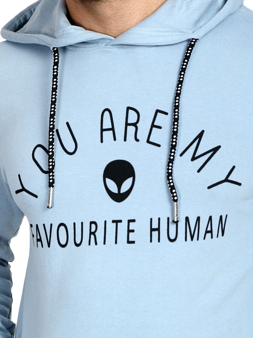 Kotty Men Blue Printed Hooded Sweatshirt