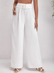 KOTTY BIZwear Women White Relaxed Straight Leg Straight Fit High-Rise Parallel Trousers