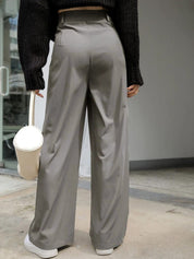 KOTTY Basics Women Relaxed Straight Leg Straight Fit High-Rise Easy Wash Pleated Trousers