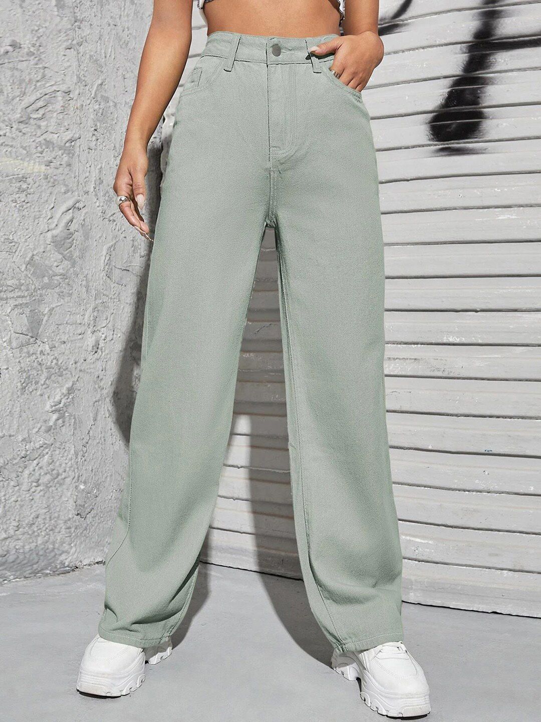 Kotty Women Green Jean Straight Fit High-Rise Stretchable Jeans