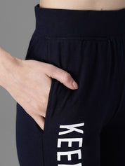 Kotty Women Navy Blue & White Printed Joggers