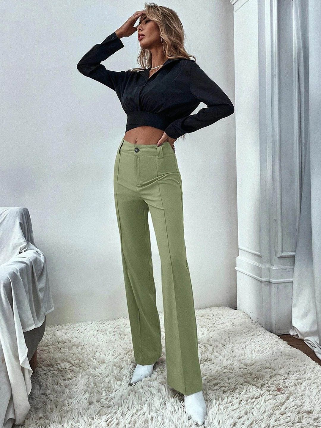 KOTTY BIZwear Women Relaxed Straight Fit High-Rise Easy Wash Trouser