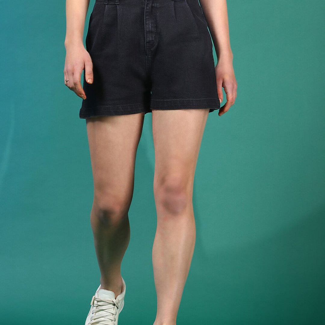 Stylecast X KOTTY Basics Women High-Rise Denim Shorts