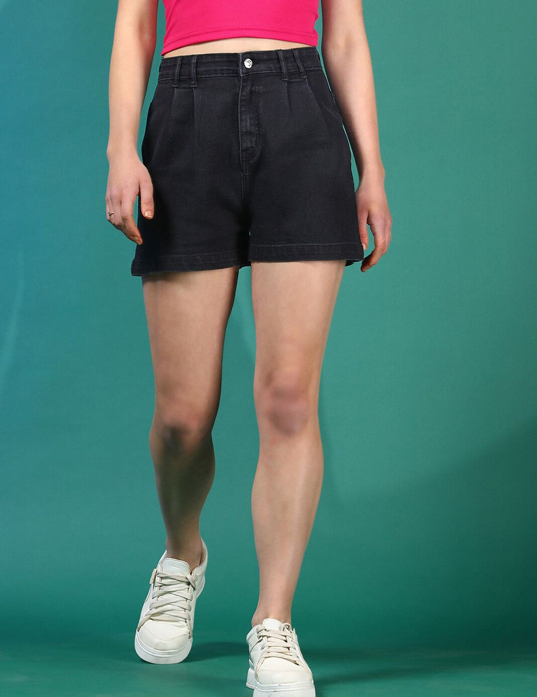 Stylecast X KOTTY Basics Women High-Rise Denim Shorts
