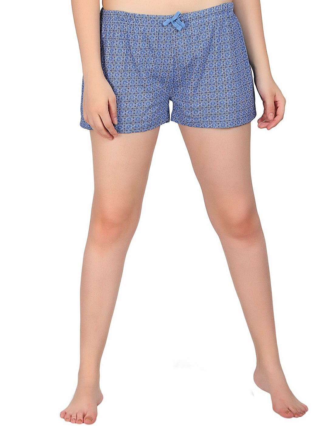 Kotty Women Blue Printed Lounge Shorts KTTSLEEPSHORTS212