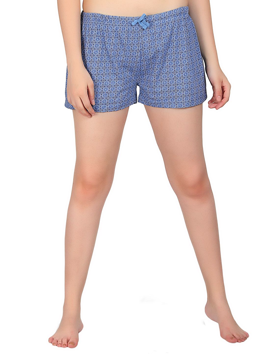 Kotty Women Blue Printed Lounge Shorts KTTSLEEPSHORTS212
