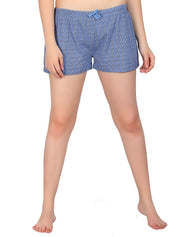 Kotty Women Blue Printed Lounge Shorts KTTSLEEPSHORTS212