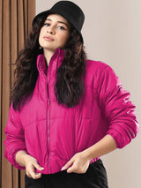 Kotty Women Mock Collar Solid Casual Insulator Puffer Jacket